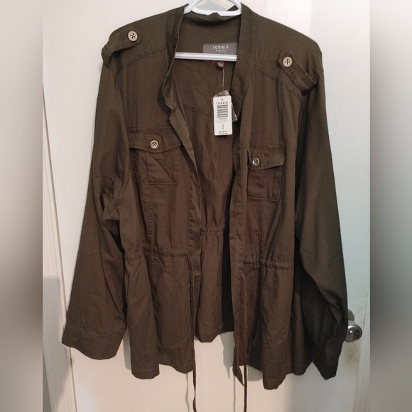 Torrid Peplum Twill Jacket  Sz.4X NWT Green - Picture 6 of 12